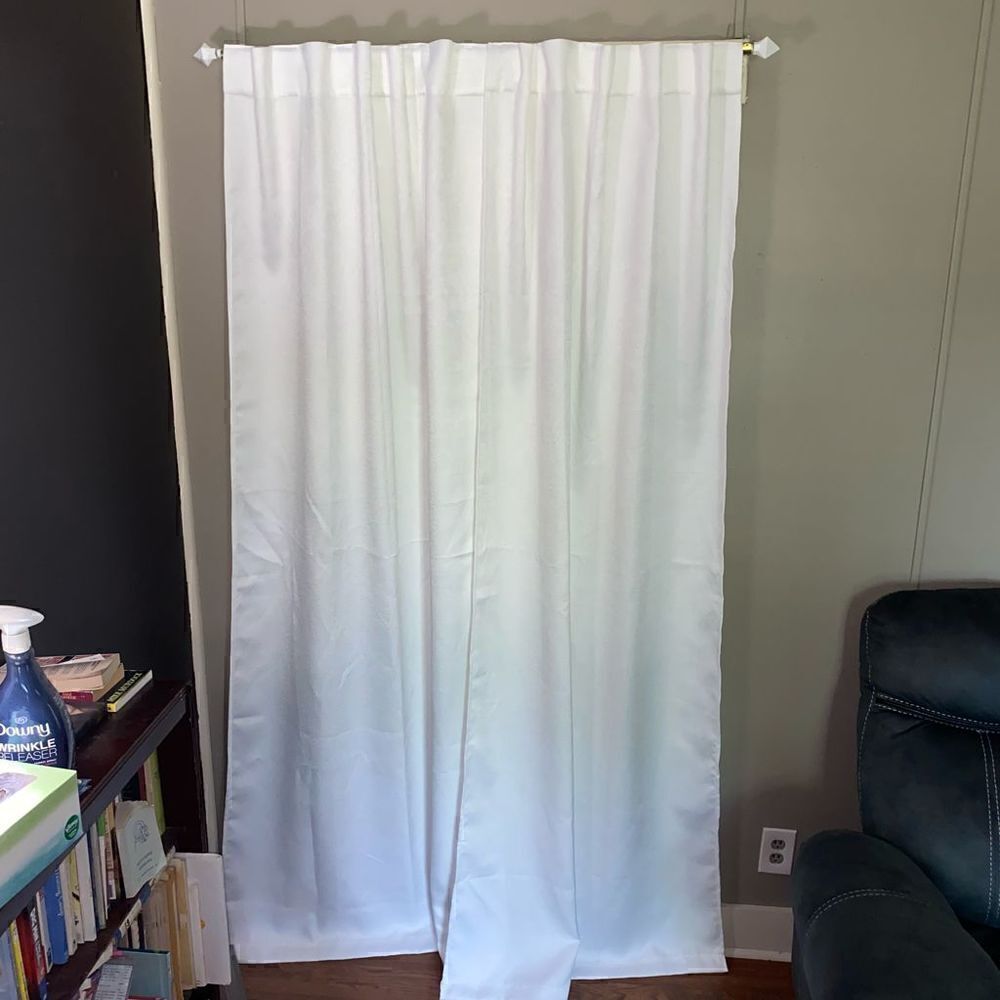 Textured 2 panel curtains bright white sz 82” length